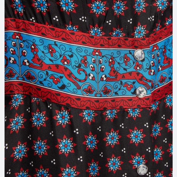 SANDRO Catlyn Printed Silk Midi Dress in Black - Picture 6 of 14